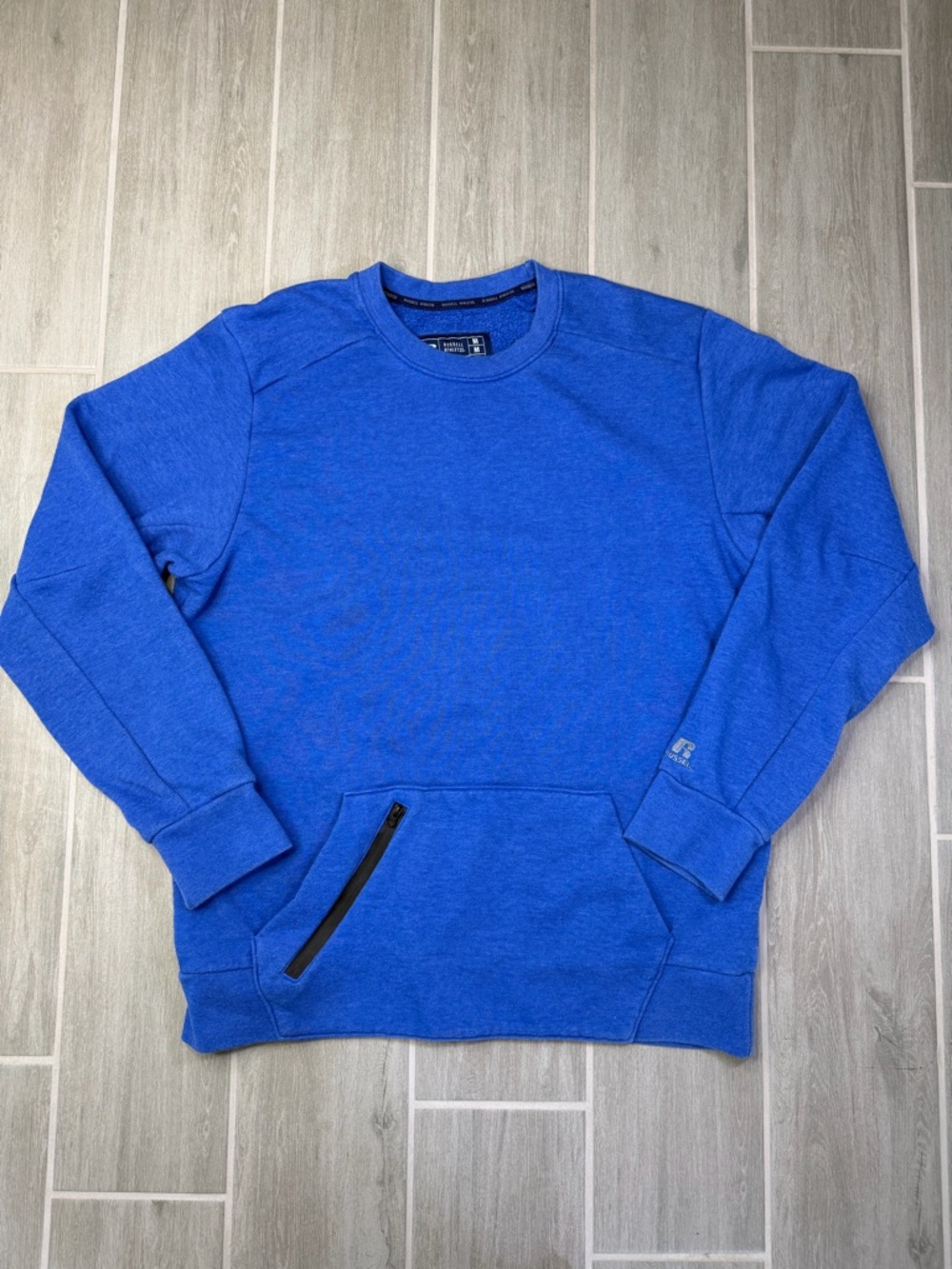 Russell Athletic Blue Crewneck Sweatshirt with Zipper Pocket Size Medium